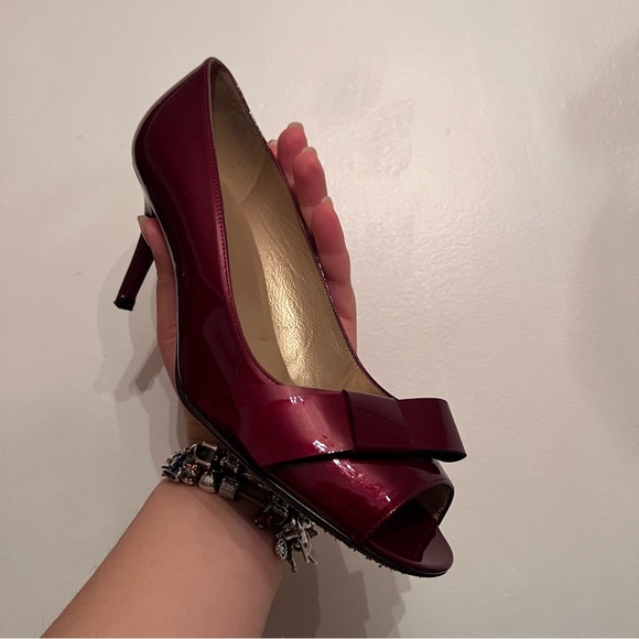Stuart Weitzman Shoes - Stuart Weitzman - Bowgirl Burgundy Red Patent Leather Heels - 8.5